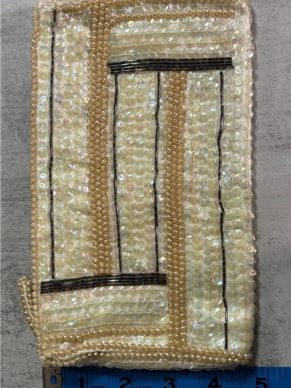 Vintage Pearl Evening Clutch La Regale 1950s Ivory Iridescent Sequin Beaded MCM - Picture 8 of 16